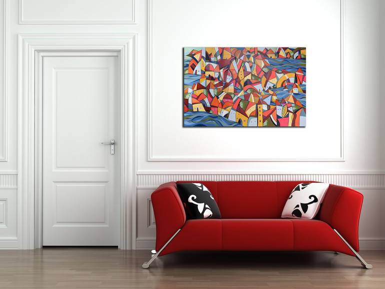Original Abstract Expressionism Geometric Painting by Aniko Hencz 