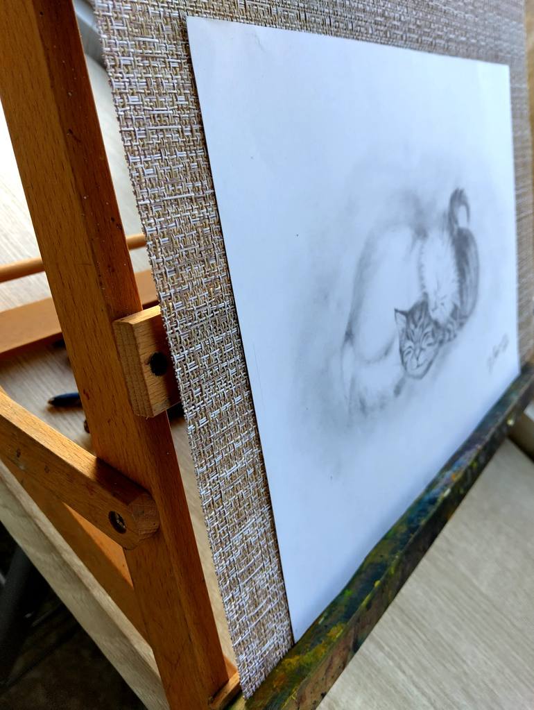 Original Expressionism Cats Drawing by Natasha Koti