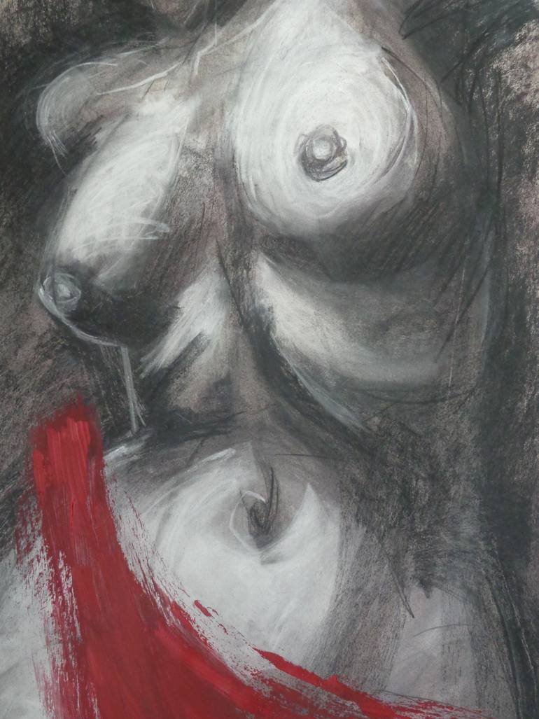 Original Abstract Expressionism Nude Drawing by Carmen Tyrrell
