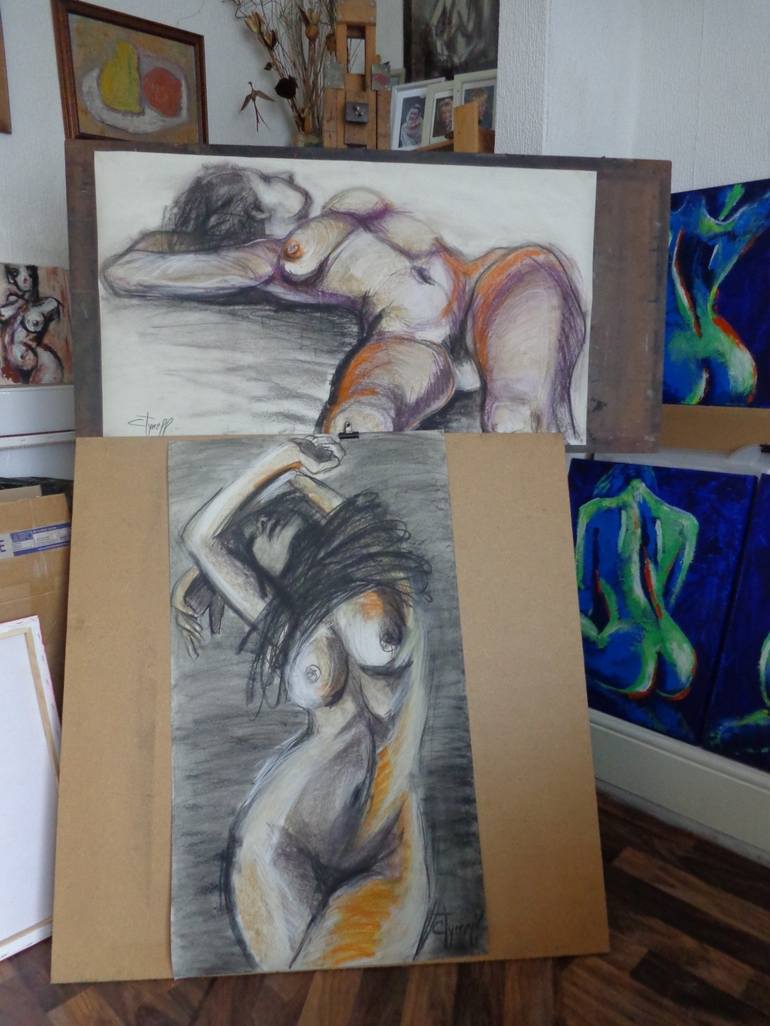 Original Figurative Nude Drawing by Carmen Tyrrell