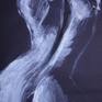 White acrylic paint on black sugar paper. Part of a series of black and white paintings of delusive figures of female nude. Size 42cm x 59 cm (16.5" x 23"). Certificate of Authenticity. Deliver carefully rolled in a mailing tube.