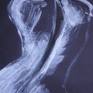 White acrylic paint on black sugar paper. Part of a series of black and white paintings of delusive figures of female nude. Size 42cm x 59 cm (16.5" x 23"). Certificate of Authenticity. Deliver carefully rolled in a mailing tube.