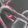 The second artwork, image of a sensual nude figures in a resting mood. Expressivity created using white pastel on black paper with red accents. Size 50 cm x 70 cm (20" x 27.5"). Certificate of Authenticity. Deliver professionally protected with quality artist spray and glassine paper, wrapped and rolled in a mailing tube.