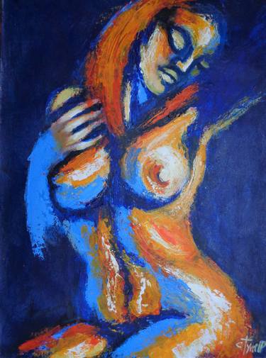 Blue And Orange Relaxing Woman 1 thumb