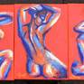 Triptych Orange Nude Profile, Orange Nude Back and Orange Nude Front