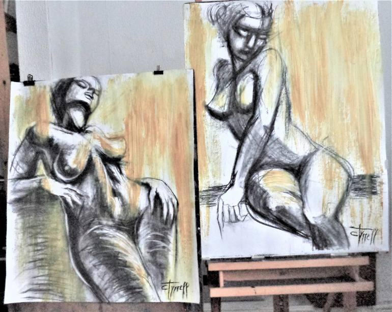 Original Expressionism Nude Drawing by Carmen Tyrrell