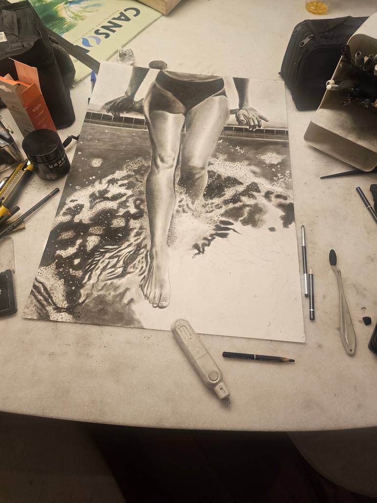 Original Photorealism Water Drawing by Greicie Guerra Attie