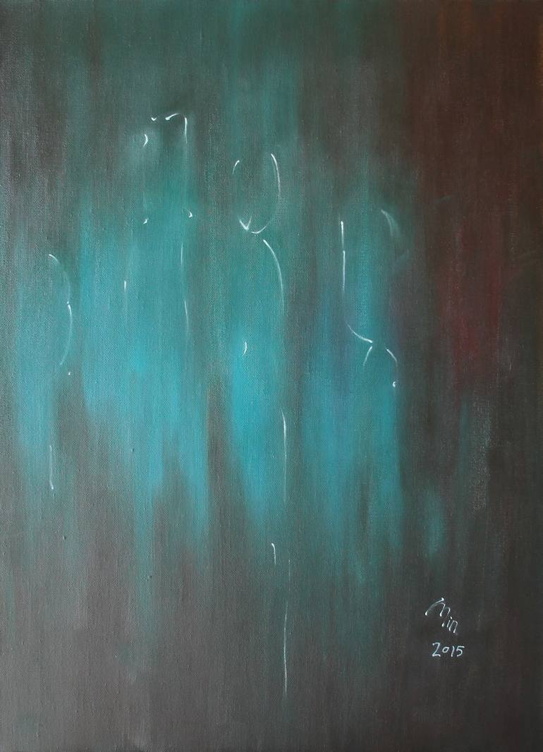 Original People Painting by Min Zou | Abstract Art on Canvas | It is not easy to get a lifetime friend