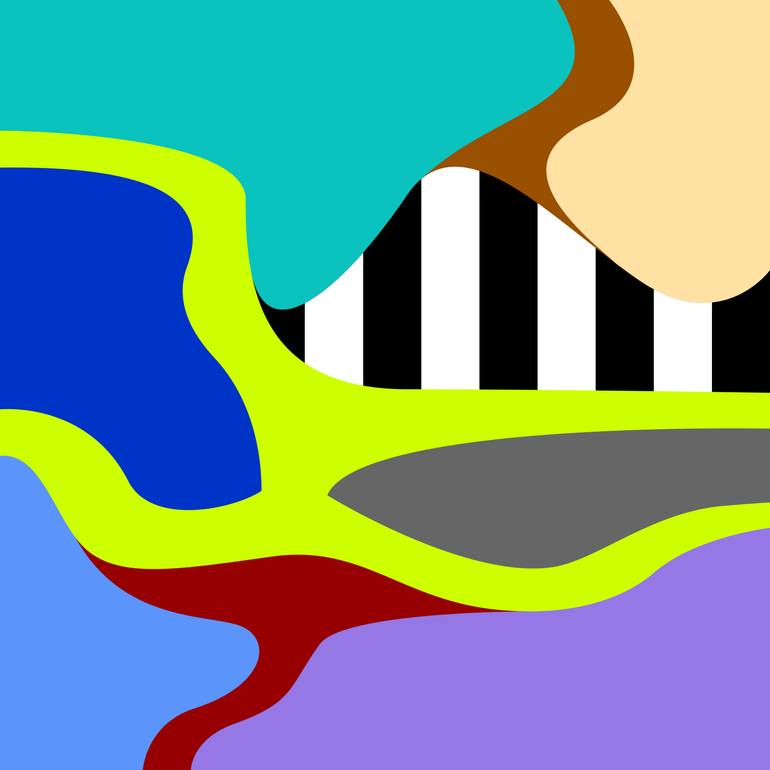 Original Abstract Painting by Mounir Tahoum | Abstract Art on Canvas | abstract fluid shapes lines black and white purple green brown
