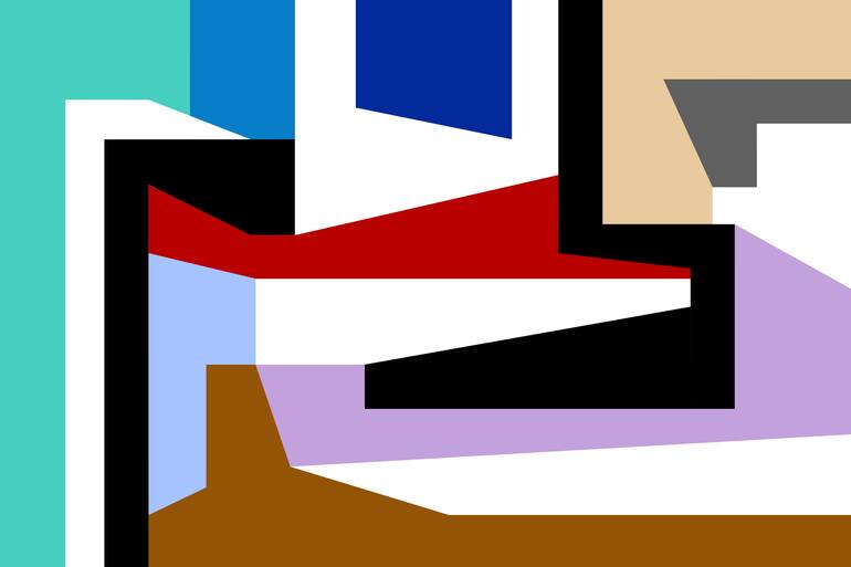 Original Abstract Painting by Mounir Tahoum | Abstract Art on Canvas | abstract geometric shapes lines black and white beige brown
