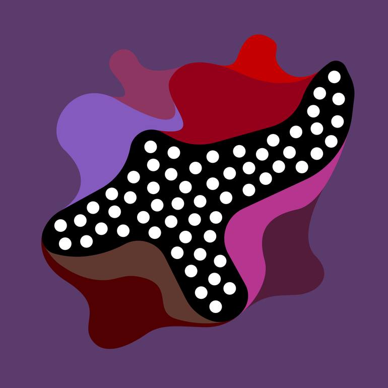 Original Abstract Painting by Mounir Tahoum | Abstract Art on Canvas | abstract fluid shapes black and white point purple red pink