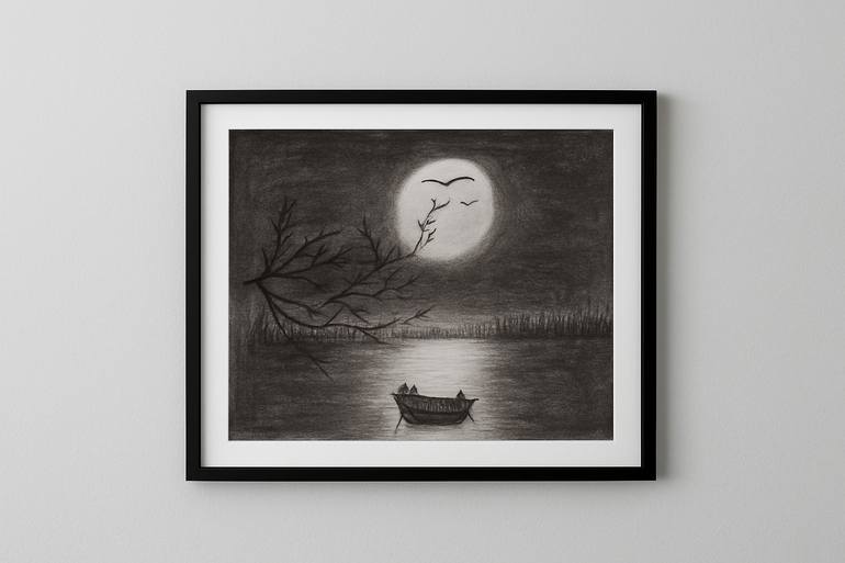Original Black & White Landscape Drawing by Sidra Khan