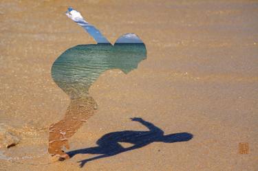 Shadow of a calm ocean in a boy silhouette thumb