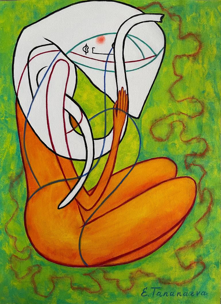 Original Women Painting by Elena Tananaeva | Expressionism Art on Canvas | What if your thoughts are not really yours?