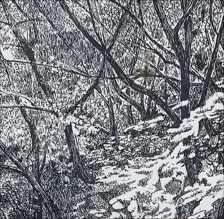 Original Art Nouveau Landscape Drawing by Liu Helong