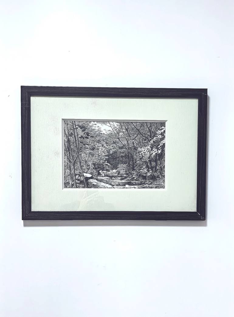 Original Art Nouveau Landscape Drawing by Liu Helong