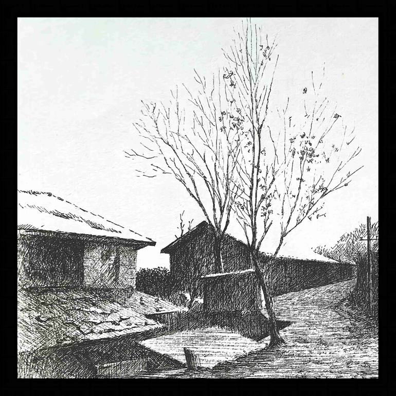 Original Black & White Light Drawing by Liu Helong