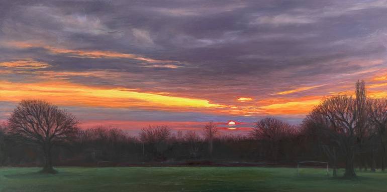Original Landscape Painting by Diana Sandetskaya | Figurative Art on Other | Sunset in the Park (X)