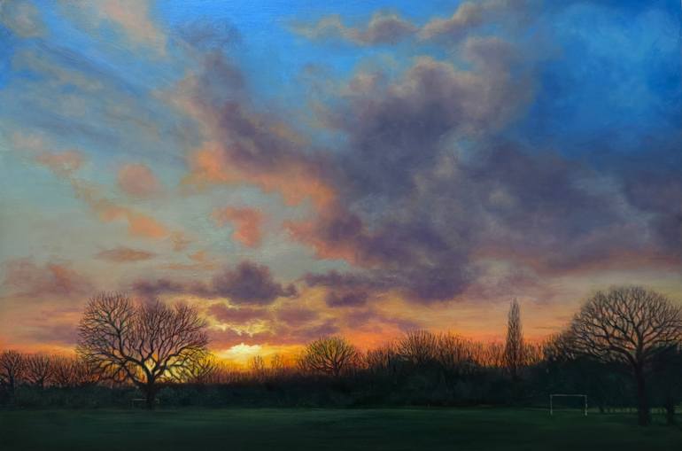 Original Landscape Painting by Diana Sandetskaya | Figurative Art on Other | Sunset in the Park (XXVII)