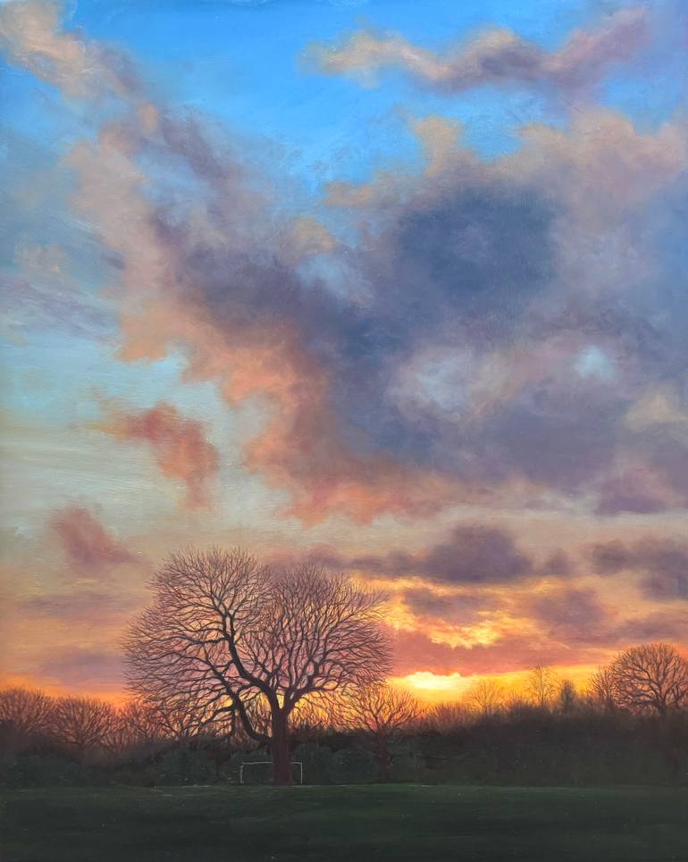 Original Landscape Painting by Diana Sandetskaya | Figurative Art on Other | Sunset in the Park (XXIX)