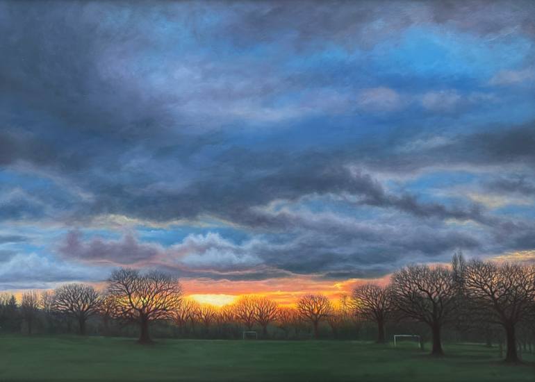 Original Landscape Painting by Diana Sandetskaya | Figurative Art on Other | Sunset in the Park (XXVIII)