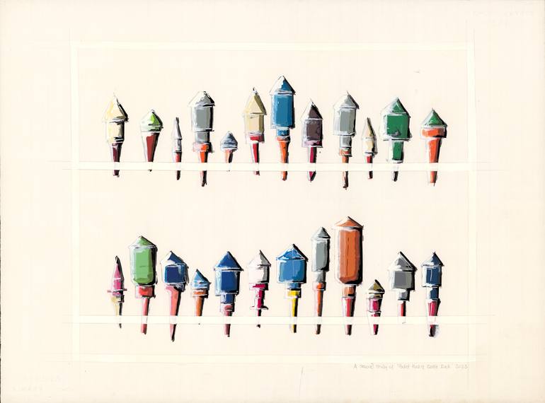 Original Still Life Mixed Media by Nigel Dawes | Color Field Painting Art on Acrylic | A Second Study of Pocket Rocket Bottle Rack
