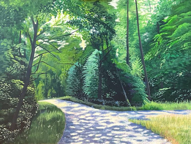 Original Landscape Painting by Urszula Burakowska | Realism Art on Canvas | Summer Path to the Lake