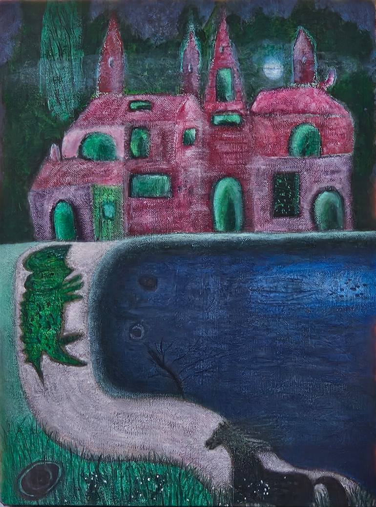 Original Abstract Painting by Luna Azul | Contemporary Art on Canvas | The Lake Observes