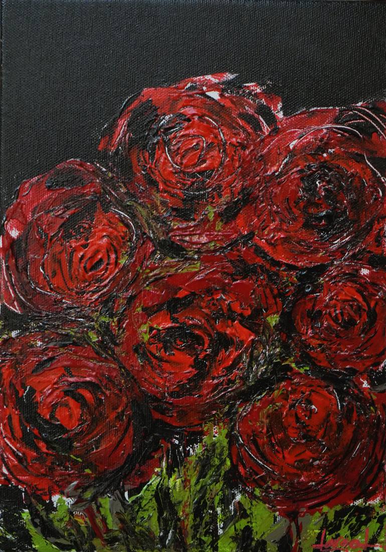 Original Botanic Painting by Large Lin | Abstract Expressionism Art on Canvas | Love, Sacrifice, and the Price - Thank You Ai , Xi Sheng Yu Dai Jia ,X