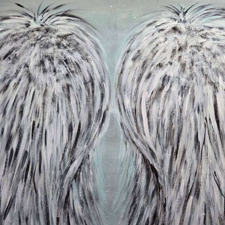 Original Black & White Abstract Painting by Vilma Labor