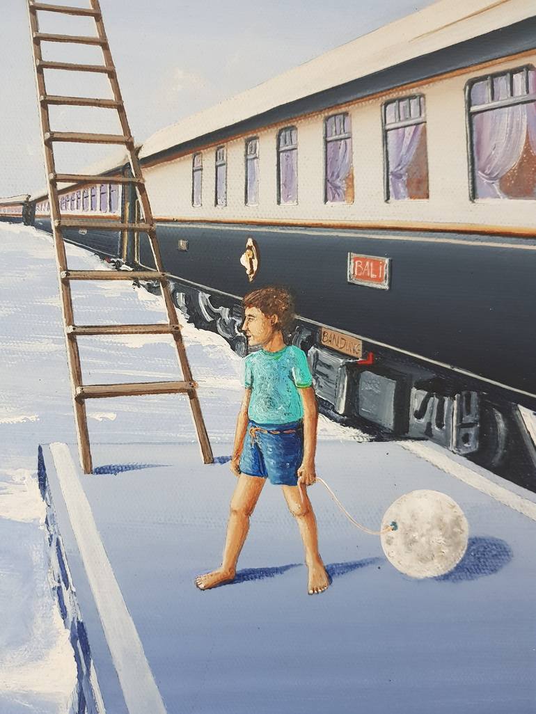 Original Figurative Train Painting by Olivier Lamboray