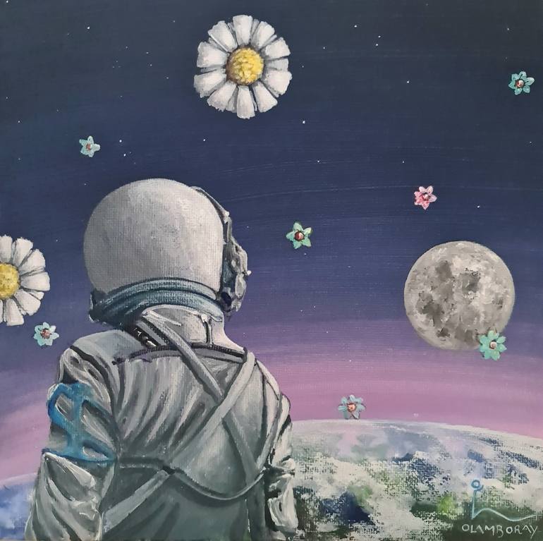 Original Figurative Outer Space Painting by Olivier Lamboray