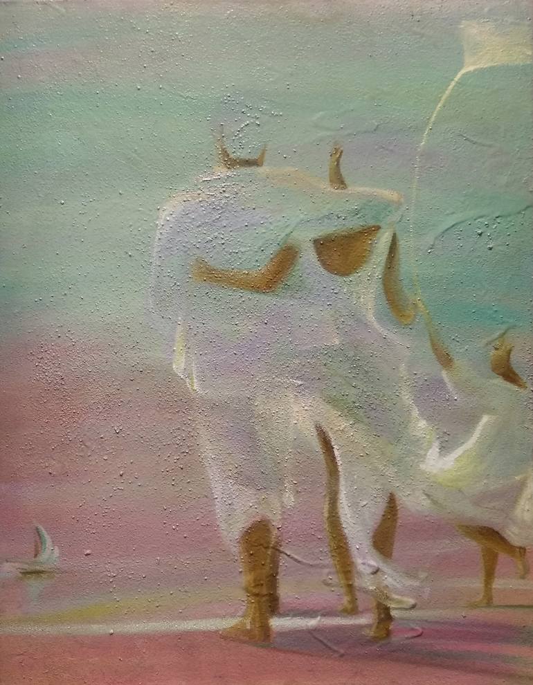Original Art Nouveau Family Painting by Maria Ma