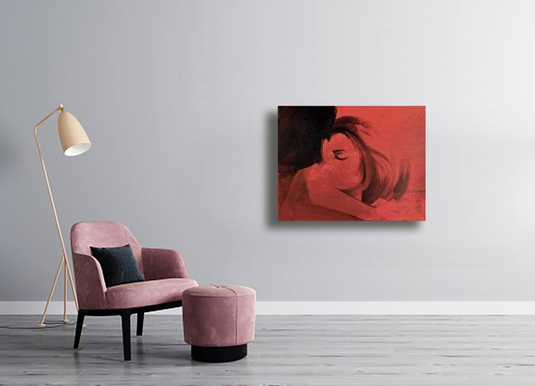 Original Art Nouveau Love Painting by Maria Ma