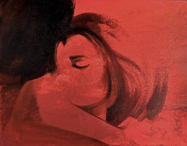 Original Art Nouveau Love Painting by Maria Ma