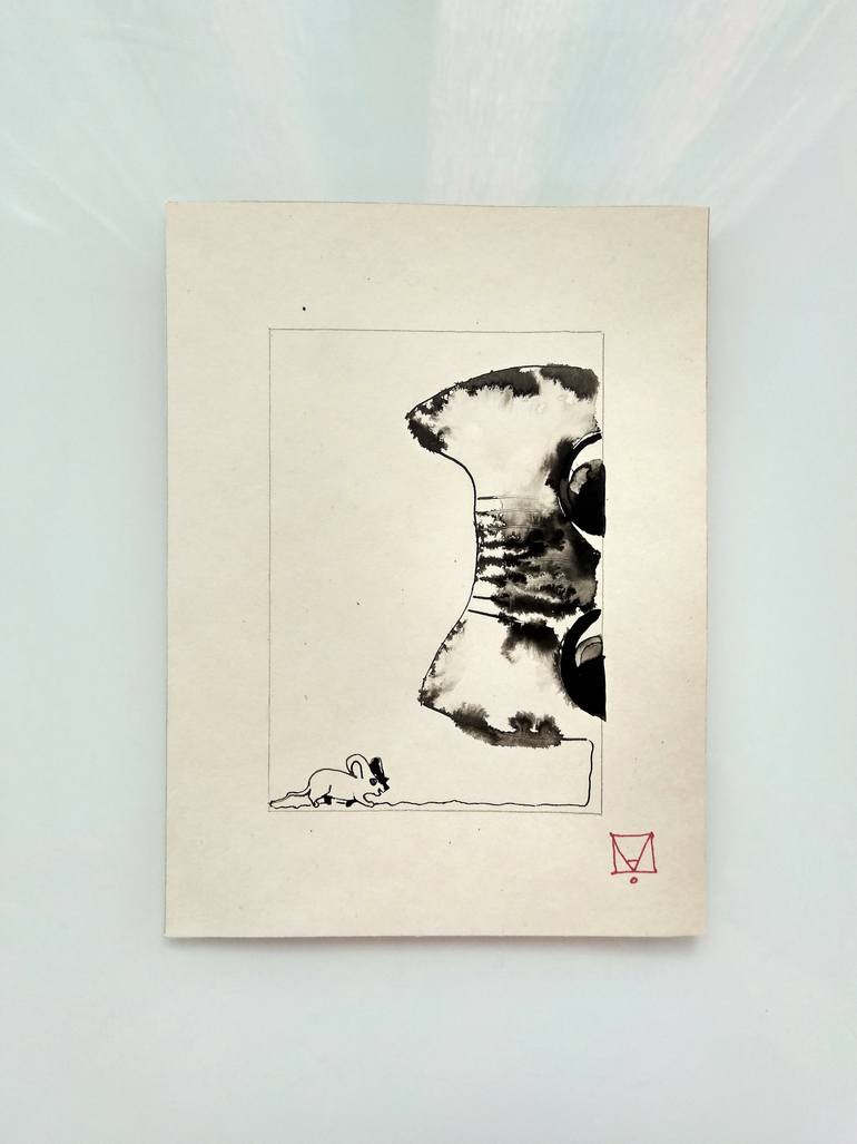 Original Art Nouveau Cats Drawing by Maria Ma