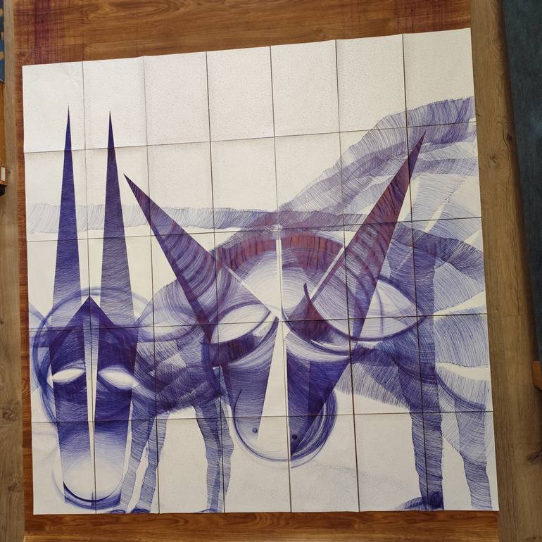Original Abstract Animal Drawing by Maria Ma