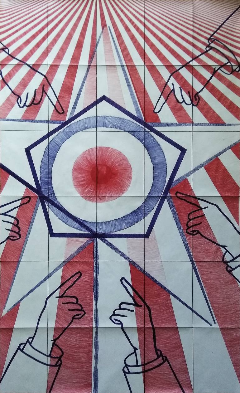 Original Cubism Abstract Drawing by Maria Ma
