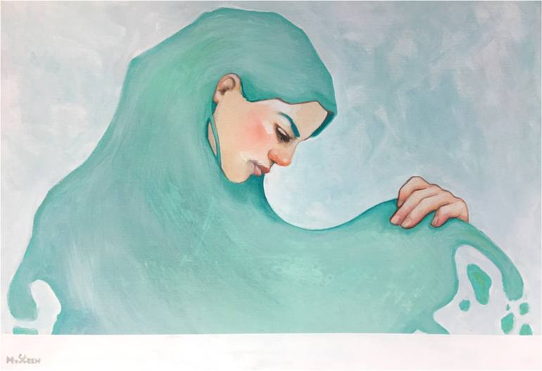 Original Health & Beauty Painting by Monique Van Steen | Figurative Art on Canvas | The only way out is in