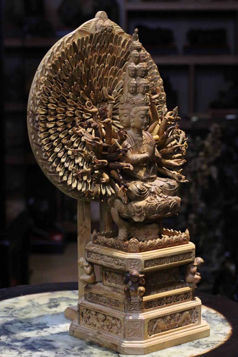 Original Art Deco Religion Sculpture by Viet Thang Wood Studio