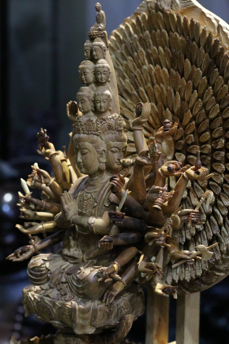 Original Art Deco Religion Sculpture by Viet Thang Wood Studio