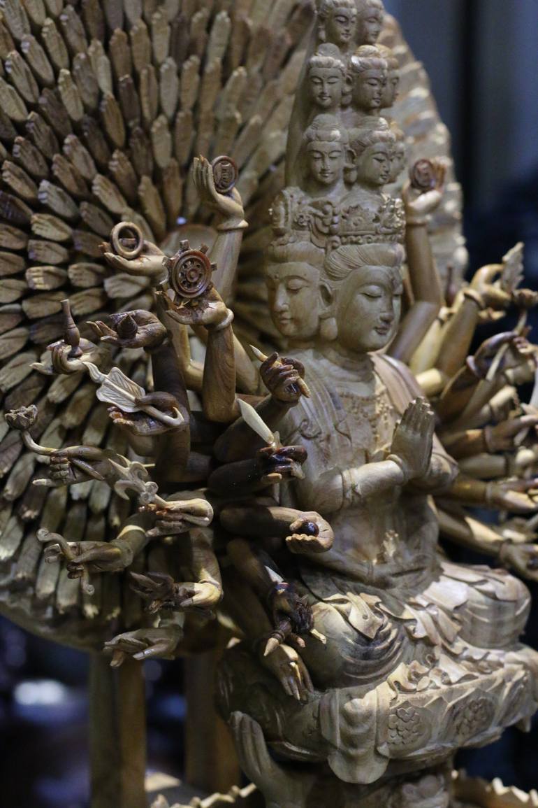 Original Art Deco Religion Sculpture by Viet Thang Wood Studio