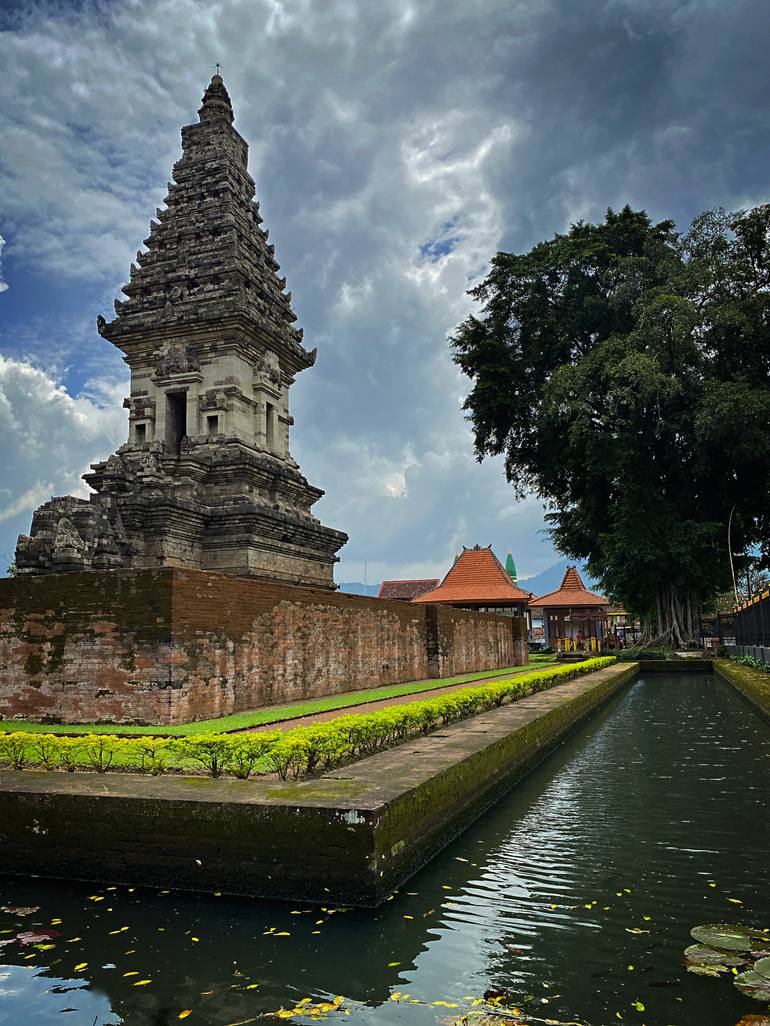 Original Architecture Photography by Yusuf Afandi | Antique Art on Paper | Jawi Temple: Shiva and Buddha Beneath the Java Sky