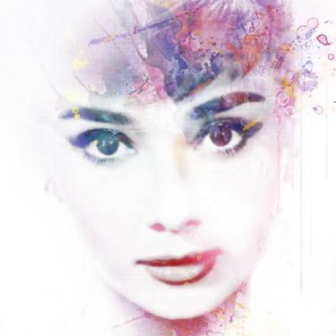 Audrey Hepburn in watercolour - signed limited edition Giclee print thumb