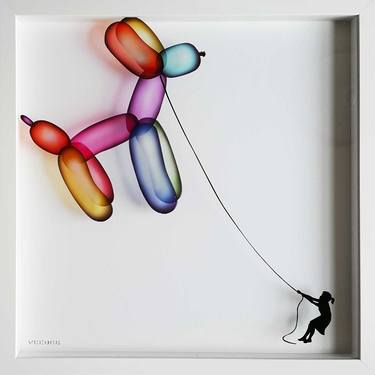 Saatchi Art Artist VeeBee VeeBee; Paintings, “Balloon Dog - Original Painting on Glass” #art