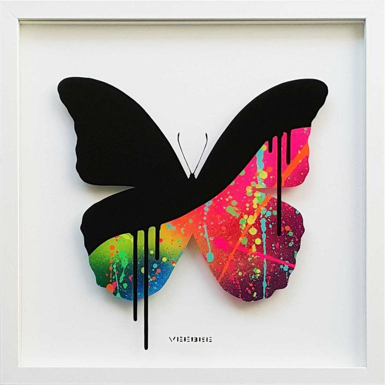 Glass Butterfly Rainbow Painting by VeeBee VeeBee Saatchi Art