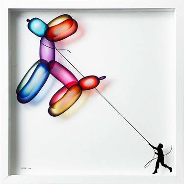 BALLOON DOG 5 PAINTING ON GLASS LIMITED EDITION OF 10 ONLY - Limited Edition of 10 thumb