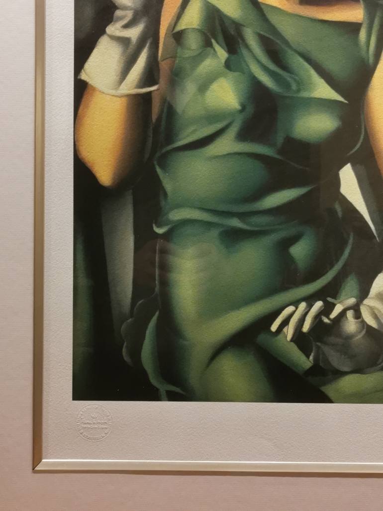 slim fit dress slacks Painting "Young Lady with Gloves", famous work by Tamara de Lempicka
