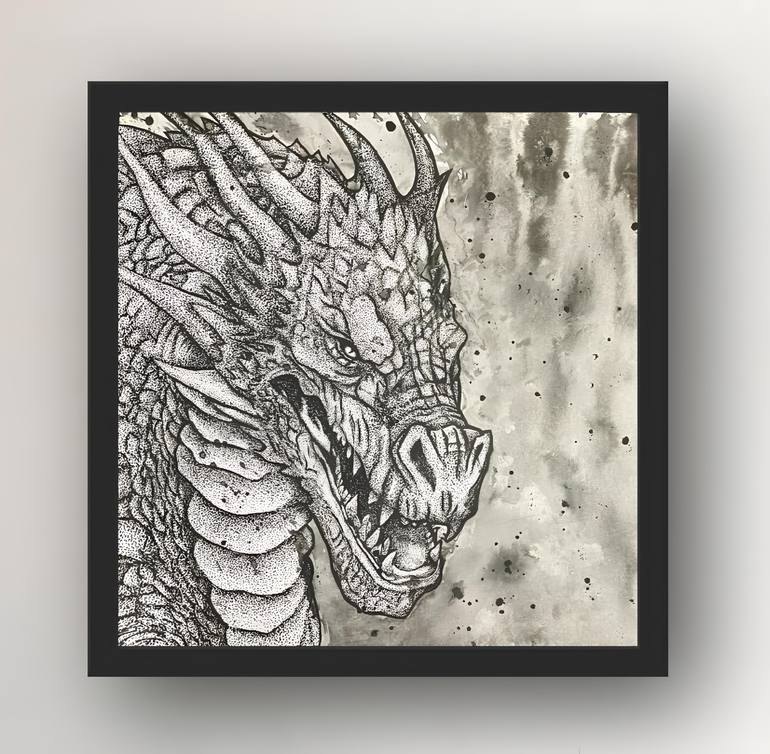 Original Black & White Fantasy Painting by Karina Filatova