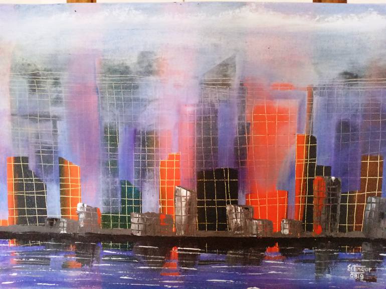 Original Abstract Landscape Painting by Edwin Estngor